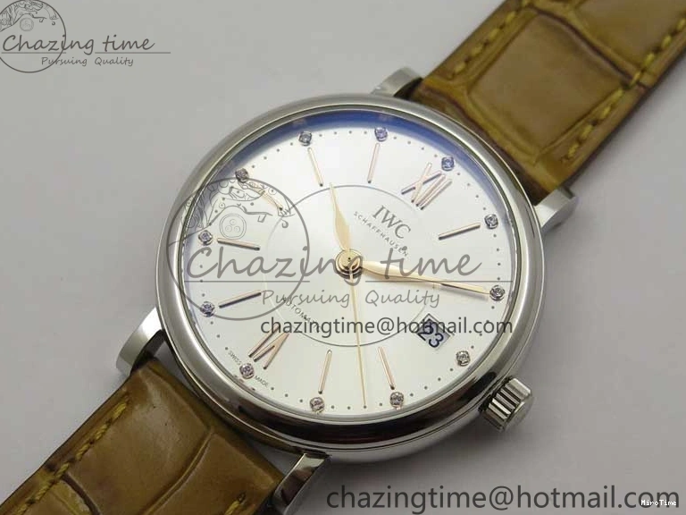MIROTIME 0127 Durable Portofino 37mm SS V7F 1:1 Best Edition White Dial on Light Brown Leather Strap A 7092
